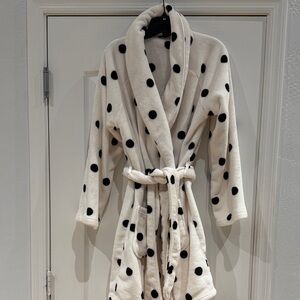 Victoria's Secret Cream and Black Polka Dot Robe